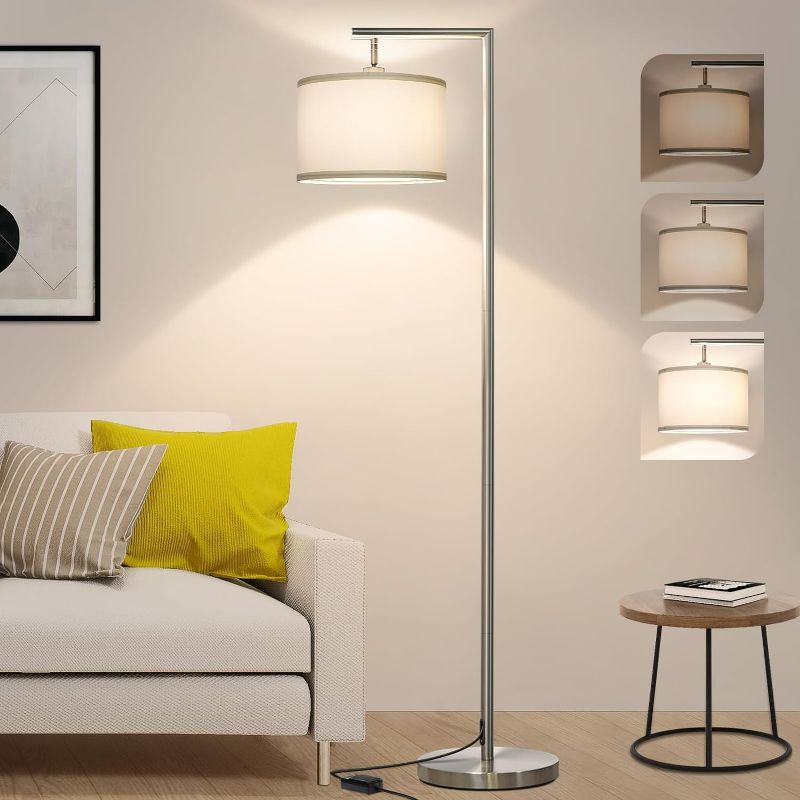 Photo 1 of Boncoo Floor Lamps for Living Room, Standing Lamp Tall with Adjustable Silk Shade, Modern Stepless Dimmable Floor Lamp, LED Reading Standing Light for Bedroom Office Dorm Room, 
