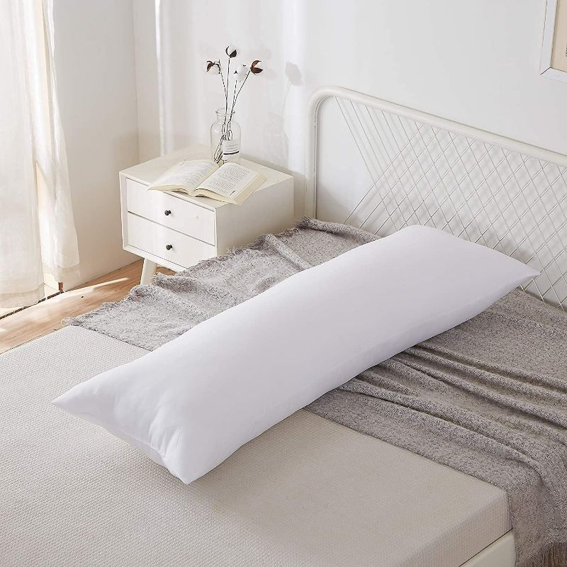 Photo 1 of Acanva Fluffy Bed Sleeping Side Sleeper Body Pillow Insert, Extra-Long 20” x 72”, White
