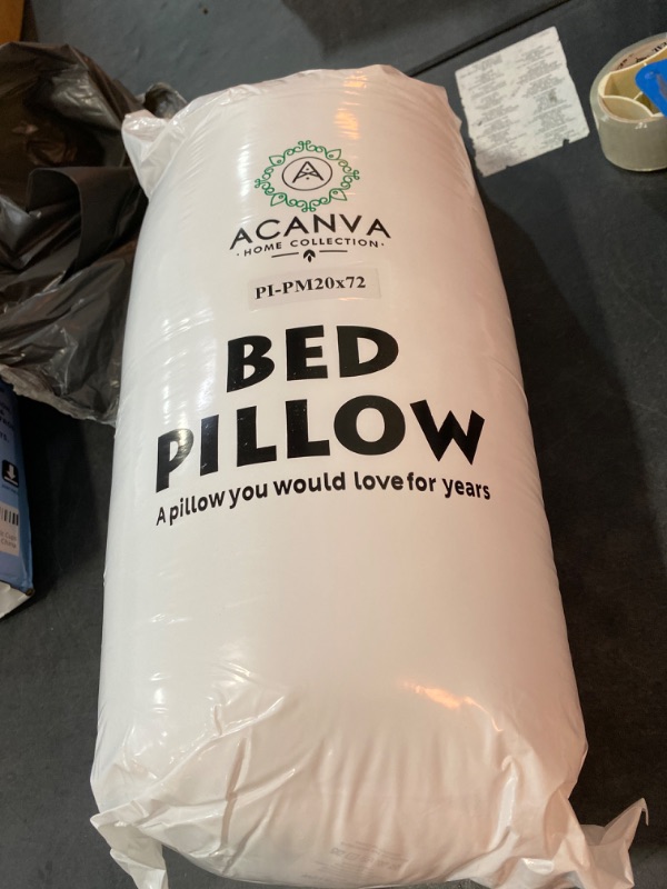 Photo 2 of Acanva Fluffy Bed Sleeping Side Sleeper Body Pillow Insert, Extra-Long 20” x 72”, White
