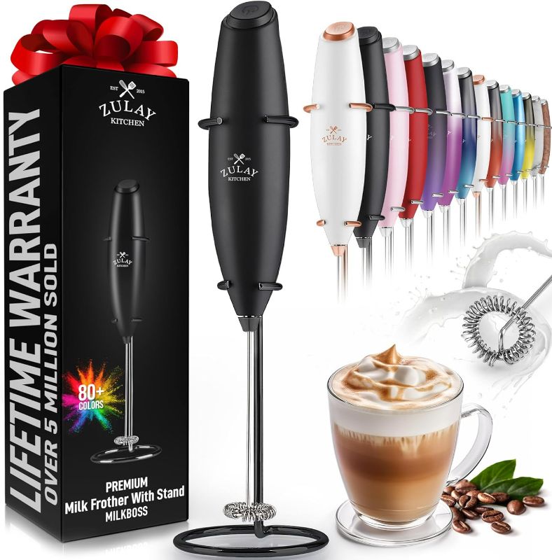 Photo 1 of Zulay Powerful Milk Frother Handheld Foam Maker for Lattes - Whisk Drink Mixer for Coffee, Mini Foamer for Cappuccino, Frappe, Matcha, Hot Chocolate by Milk Boss