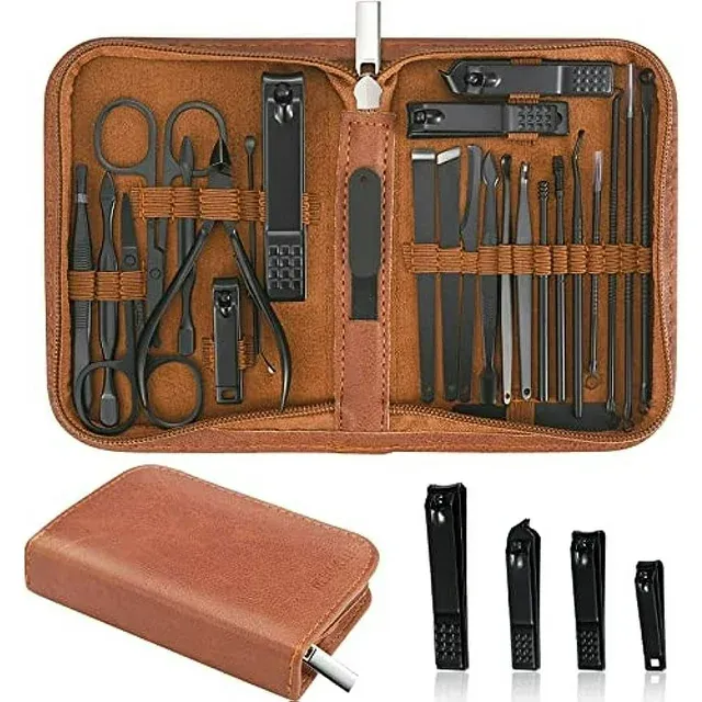 Photo 1 of Manicure Set Professional Nail Clipper Kit-26 Pieces Stainless Steel Manicure Kit,nail Care Tools With Luxurious Travel Case
