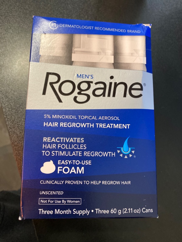 Photo 2 of Men's Rogaine 5% Minoxidil Foam for Hair Loss and Hair Regrowth, Topical Treatment for Thinning Hair, 3-Month Supply Men's Rogaine Foam Treatment (3-Month Supply)