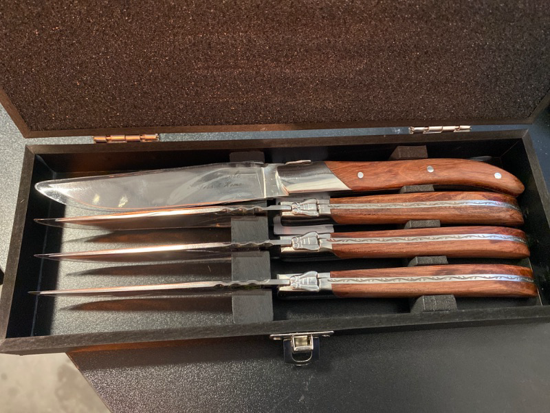 Photo 2 of French Home Laguiole Steak Knives, Set of 4 (Wood Grain)
