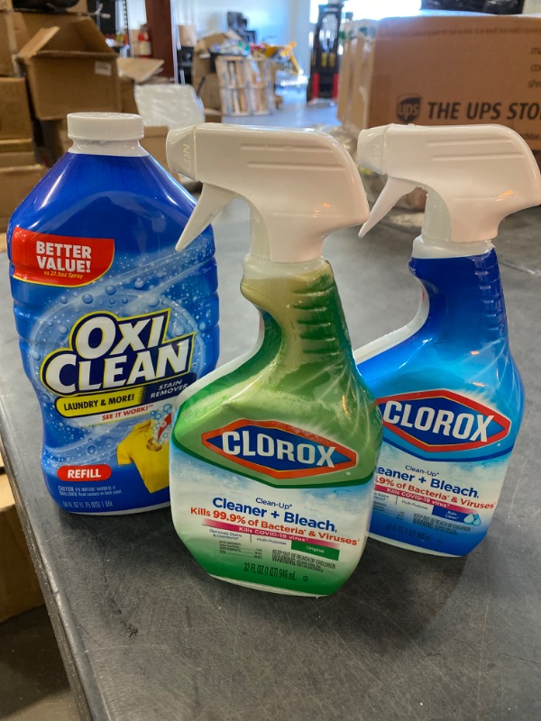 Photo 3 of Clean-Up All Purpose Cleaner with Bleach, Spray Bottle Original, Clorox Clean-up All Purpose Cleaner with Bleach Fresh Scent Spray Bottle, 32 Fl. Oz., 32 FZ, OxiClean Max Force Laundry Stain Remover, Original, 12 Oz. (5703700070) | Quill
