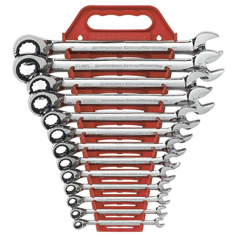 Photo 1 of GearWrench 9509N 13 Pc. 12 Point Reversible Ratcheting Combination SAE Wrench Set
