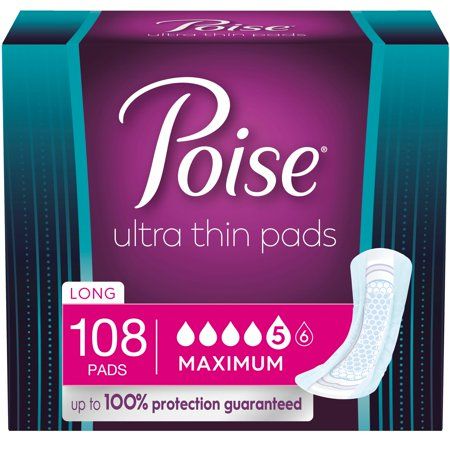 Photo 1 of Poise Ultra Thin Incontinence Pads Maximum Absorbency Long Length Bladder Control Pads 108 Ct (3 Packs of 36)
