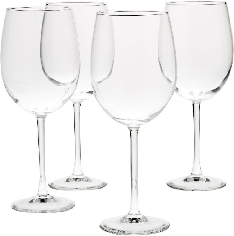Photo 1 of Amazon Basics All-Purpose Wine Glasses, Set of 4, Clear NEW 
