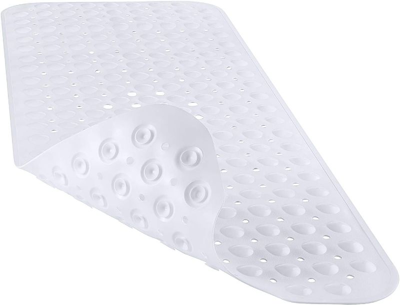 Photo 1 of YINENN Bath Tub Shower Mat Non-Slip and Extra Large, Bathtub Mat with Suction Cups, Machine Washable Bathroom Mats with Drain Holes, White 