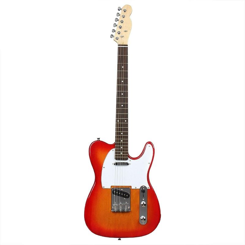 Photo 1 of Indio by Monoprice Retro DLX Plus Solid Ash Electric Guitar with Gig Bag, Cherry Red Burst
