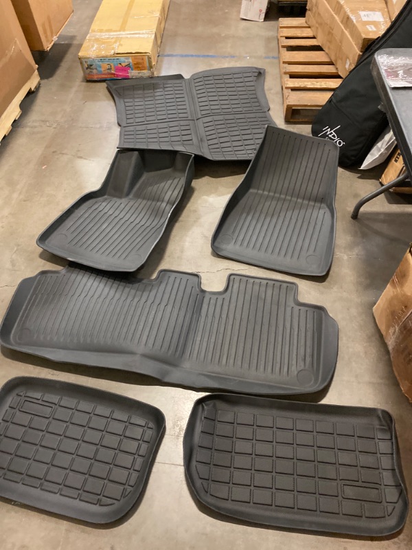 Photo 2 of SUPER LINER Floor Mats for Tesla Model Y 5-Seat 2021-2023 Custom Fit All Weather TPE Cargo Liner Cargo Trunk Accessories (Does NOT fit 7-Seat) (Floor Mats Full Set) 
