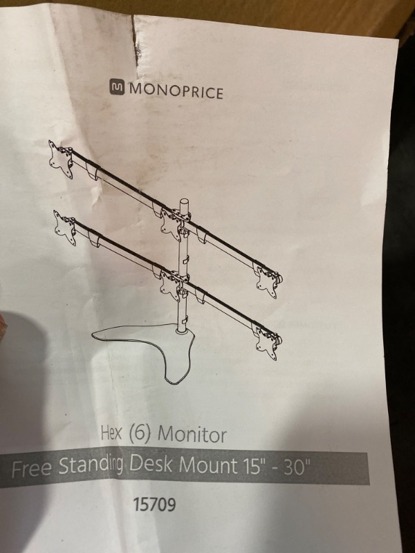 Photo 3 of Monoprice Hex (6) Monitor Free Standing Desk Mount for 15~30in Monitors NEW 