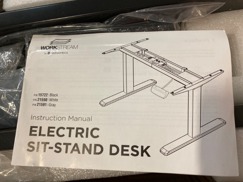 Photo 1 of Monoprice Dual Motor Height Adjustable 3-Stage Electric Sit-Stand Desk Frame, v2, Black
