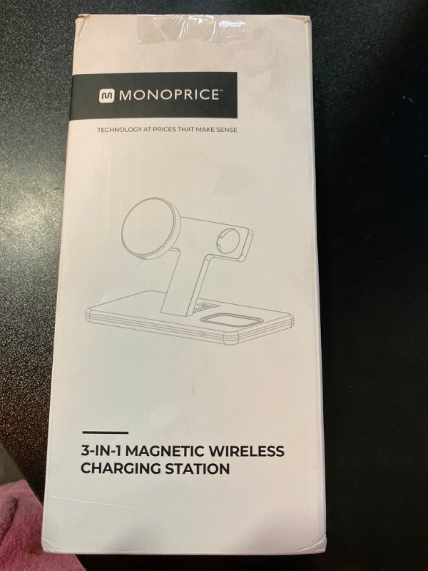 Photo 1 of Monoprice Magsafe 3-in-1 Wireless Charging Stand, Bundled with QC3.0 Wall Charger
