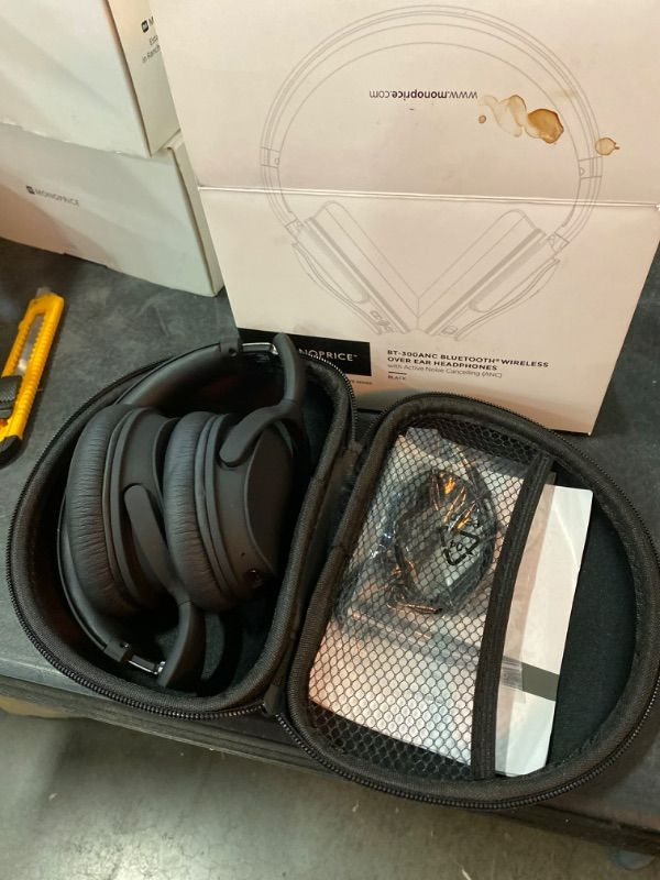 Photo 2 of Monoprice BT-300ANC Wireless Over Ear Headphones - Black with (ANC) Active Noise Cancelling, Bluetooth, Extended Playtime