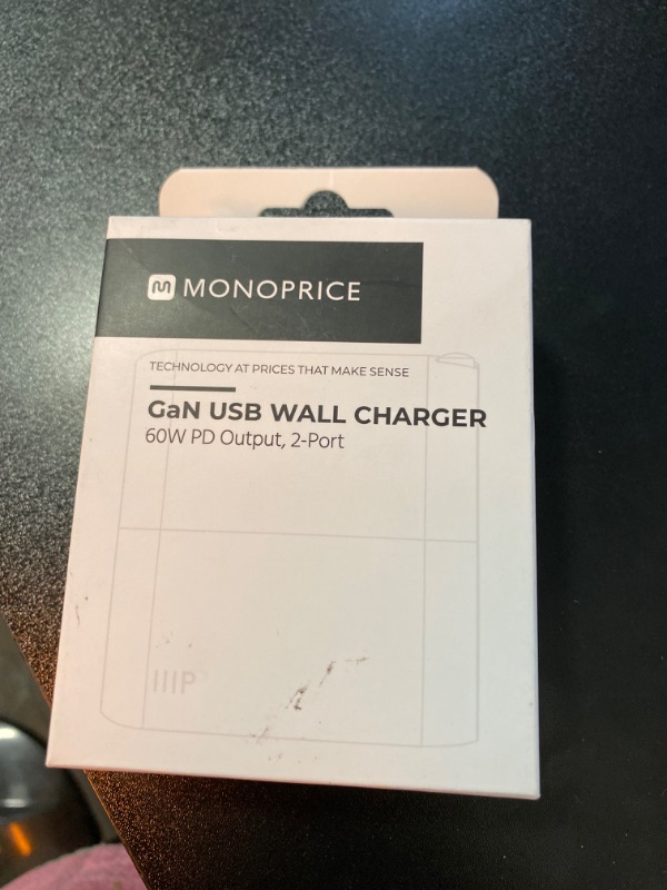 Photo 2 of Monoprice USB-C Charger, 68W 2-port PD GaN Technology Wall Charger White, for MacBook Pro/Air, iPad Pro, iPhone 12/11/Pro/Max/XR/XS/X, Pixel, Galaxy