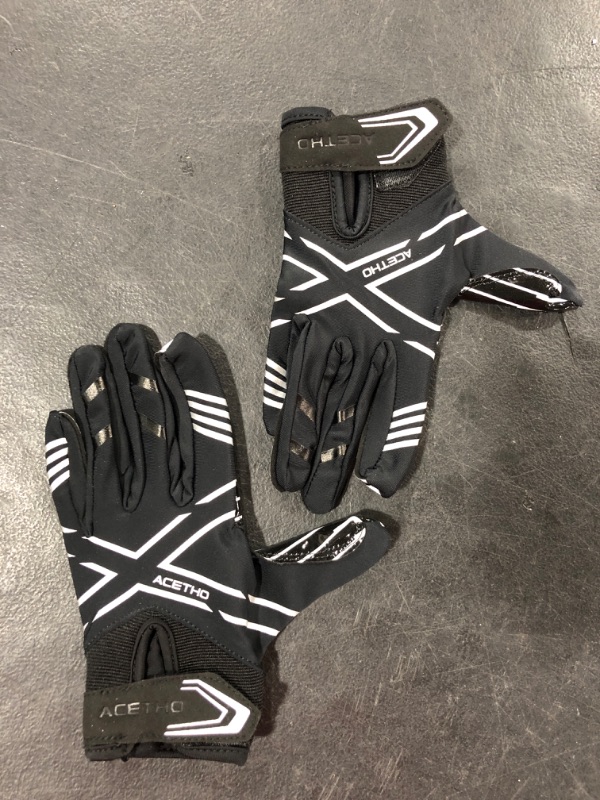 Photo 1 of (SMALL) ACETHO Football Gloves Adult Youth Football Receiver Gloves, Silicone Super Sticky Football Gloves and High Grip Football Gloves for Kids Men and Women