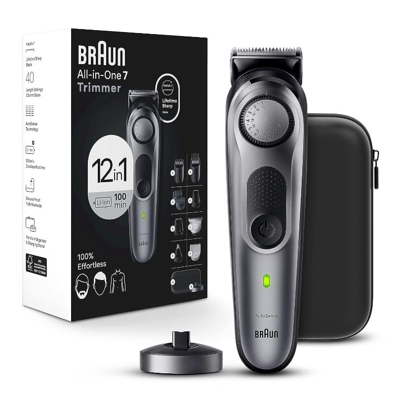 Photo 1 of Braun All-in-One Style Kit Series 7 7440, 12-in-1 Trimmer for Men with Beard Trimmer, Body Trimmer for Manscaping, Hair Clippers & More, Braun’s Sharpest Blade, 40 Length Settings, Waterproof