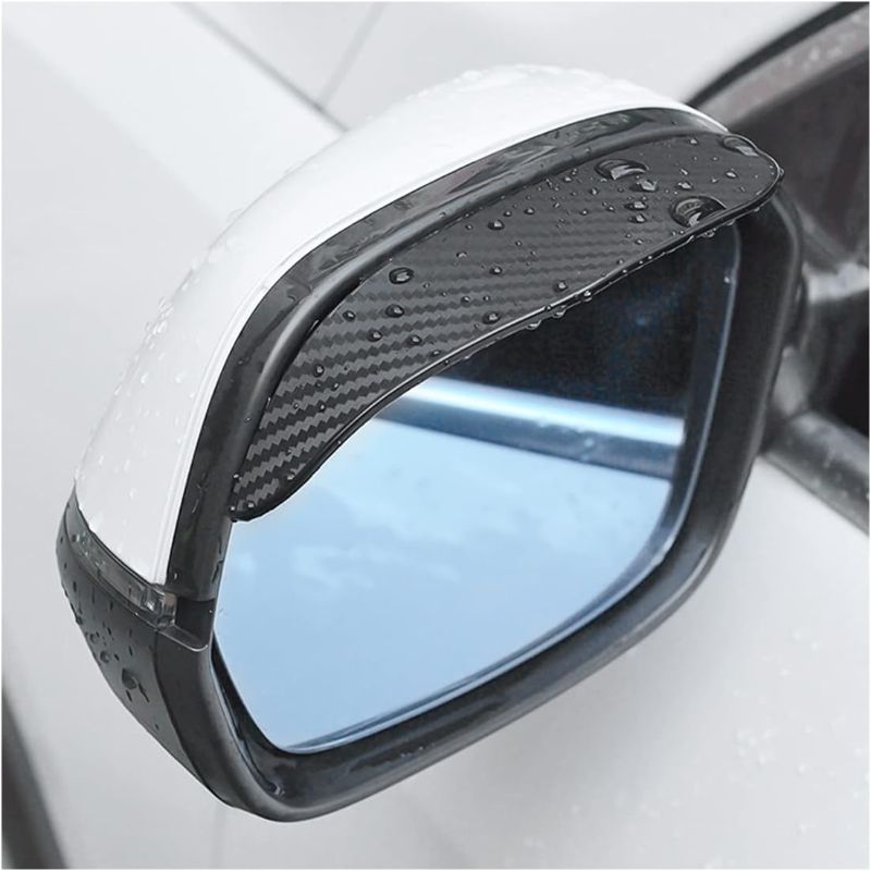 Photo 1 of 2PCS Car Rear View Mirror Rain Visor Guard, Carbon Fiber Side Mirror Rain Eyebrow, Waterproof Auto Smoke Guard, Universal for Cars, Truck and SUV (Black)