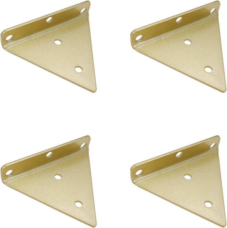 Photo 1 of 4 Pcs Wall Mounted Shelving Brackets Triangle Support Shelf Bracket Heavy Duty Hanging Bracket, with Mounting Screws, Gold