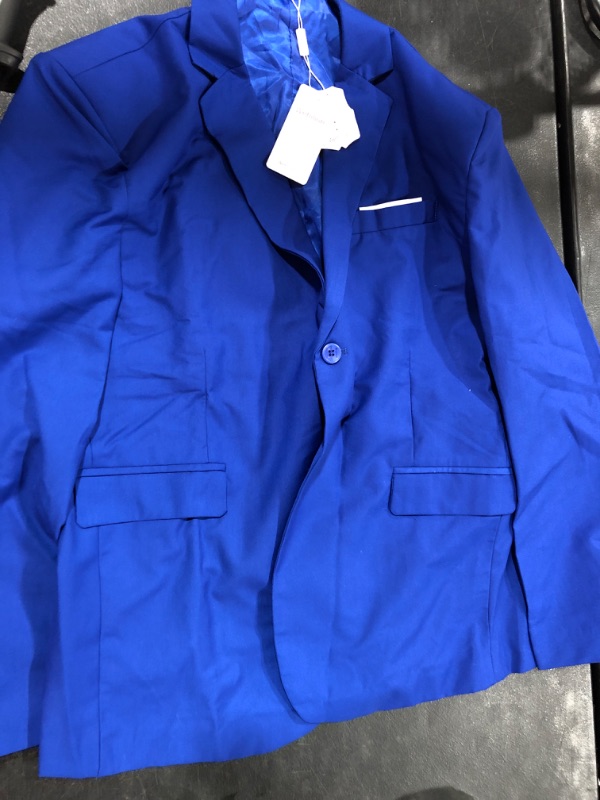 Photo 2 of (XL) Wehilion Royal Blue XL Double Vented 2 Button Jacket Vest and Pants Notch Lapel AND Black Tie
