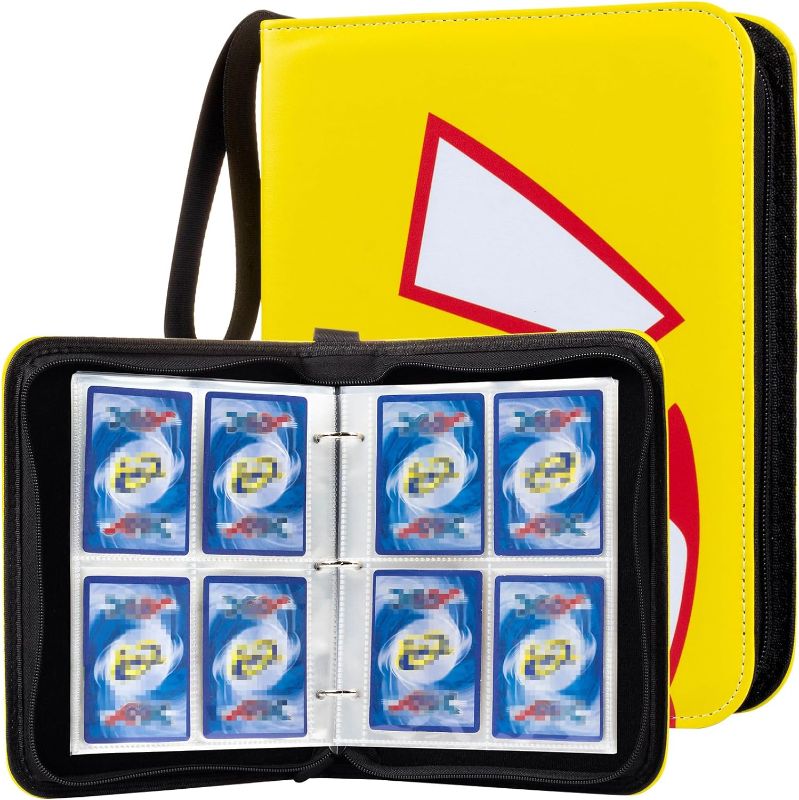 Photo 1 of 4-Pocket Binder for Trading Cards with 50 Removable Sheets Holds 400 Cards, Card Book Collector Album Folder for Yugioh, MTG, TCG, Trading Card Holder with Zipper-Toys Gifts for Boys Girls
