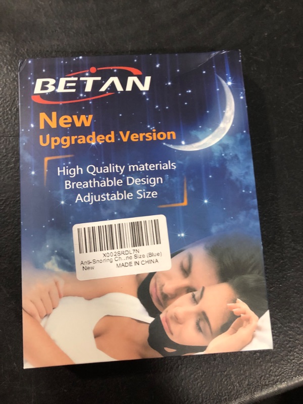 Photo 1 of Anti-Snoring Chin Strap – Effective Stop Snoring Solution - Adjustable Breathable Stop Snoring Sleep Aid for Men and Women – Snore Reducing Device - One Size (Blue)