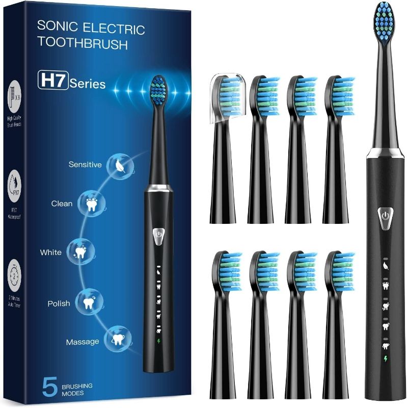 Photo 1 of Electric Toothbrush Rechargeable Sonic Toothbrushes Aduit 5 Modes & 8 Brush Head
