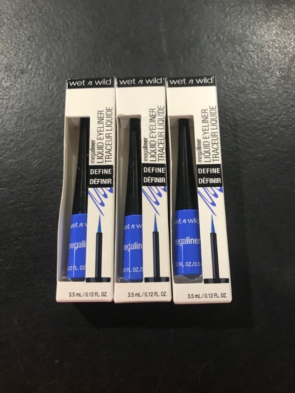 Photo 2 of 3 Pack Wet n Wild MegaLiner Liquid Eyeliner 873A Voltage Blue