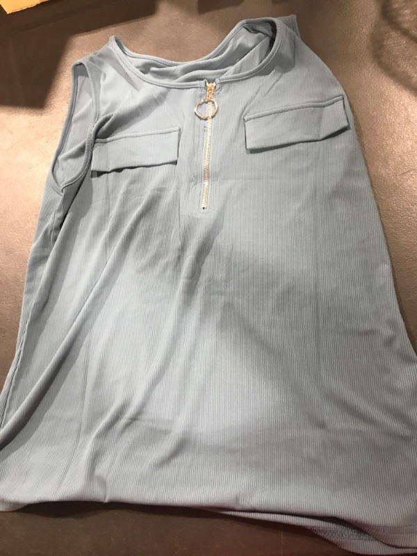 Photo 1 of Bulotus Women's V-Neck Casual Tunic Tank Tops Zipper Sleeveless Blouse Shirt / SIZE ,LARGE  