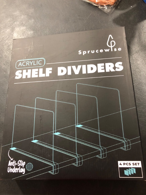 Photo 2 of 4-Pack Shelf Dividers for Closet Organization - Strong Acrylic Shelf Dividers, Closet Shelf Divider, Shelf Separators in Closet, Closet Dividers for Shelves, Clear Shelf Dividers for Closets