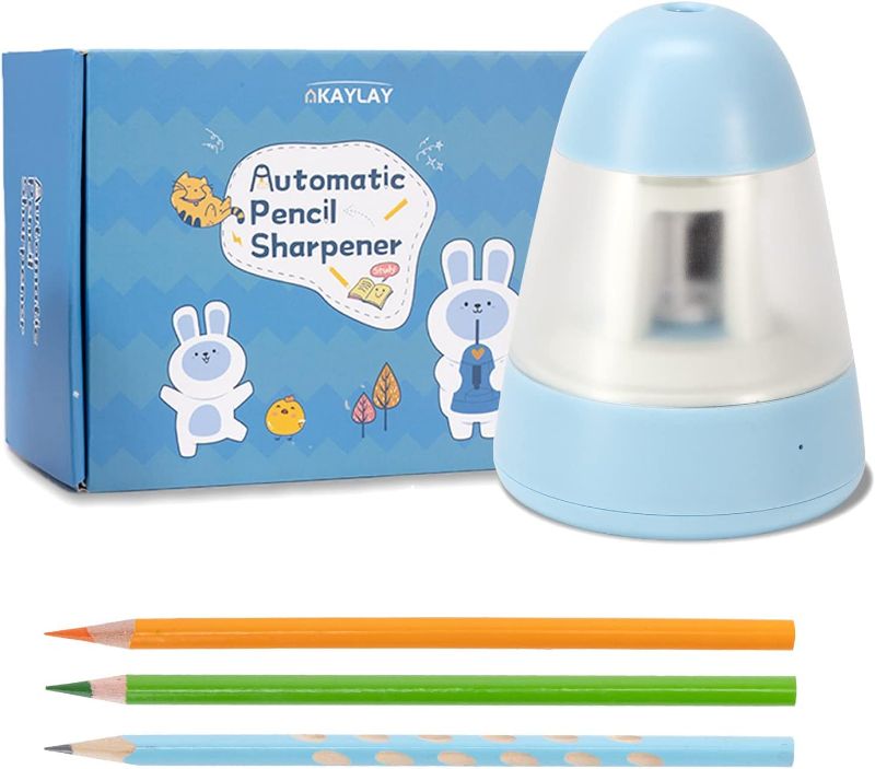 Photo 1 of Pencil Sharpeners Battery Operated Automatic Electric Pencil Sharpener, Auto in-Out Portable Rechargeable School Supplies for Teacher Office Classroom Fit for N0.2 Pencils Colored Pencils
