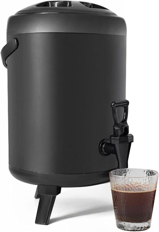 Photo 1 of Insulated Beverage Dispenser 6L/1.6 Gallon, Stainless Steel Beverage Dispenser Cold and Hot Drink dispenser with Thermometer for Hot Tea & Coffee, Cold Milk, Water