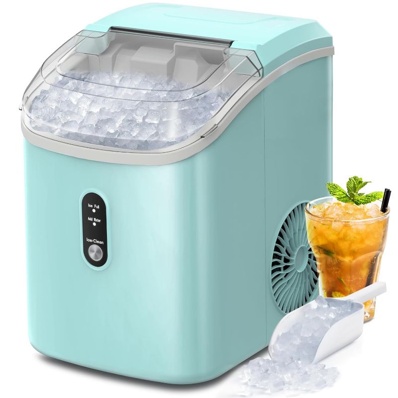 Photo 1 of AGLUCKY Nugget Ice Maker Countertop, Portable Ice Maker Machine with Self-Cleaning Function,35lbs/24H,One-Click Operation,Pellet Ice Maker for Home/Kitchen/Office(Green)
