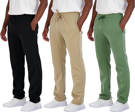 Photo 1 of 3 Pack: Big & Tall Mens Fleece Open Bottom Sweatpants 5X