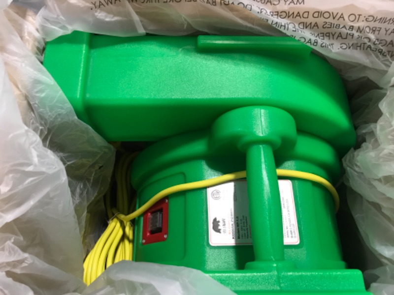 Photo 1 of B-AIR Kodiak 1.5 HP ETL Bounce House Blower, Green