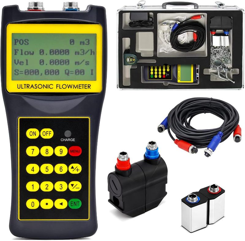 Photo 1 of CGOLDENWALL Handheld Ultrasonic Flowmeter Clamp on Flow Meter Portable Liquid Flow Meter with  S1+M2 Transducers for Copper/PVC Pipe DN15