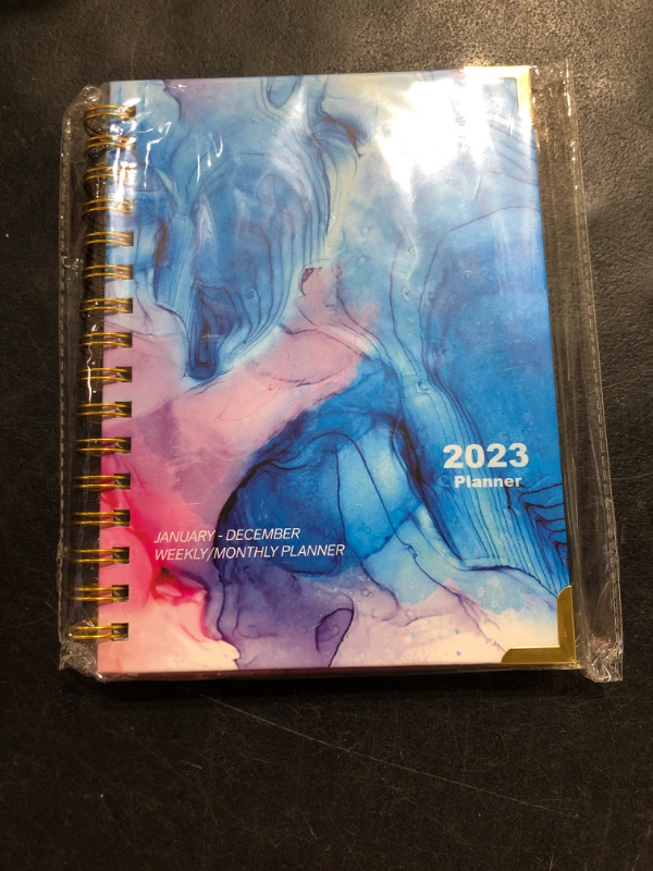 Photo 2 of 2023 Planner, Jan.- Dec. 2023, Weekly/ Monthly Planner with Tabs, Front Pocket, 6.5" x 8.5" x .75", Medium Size, Hardcover Front + Back, Thick Pages + Twin Wire Binding, Daily Organizer