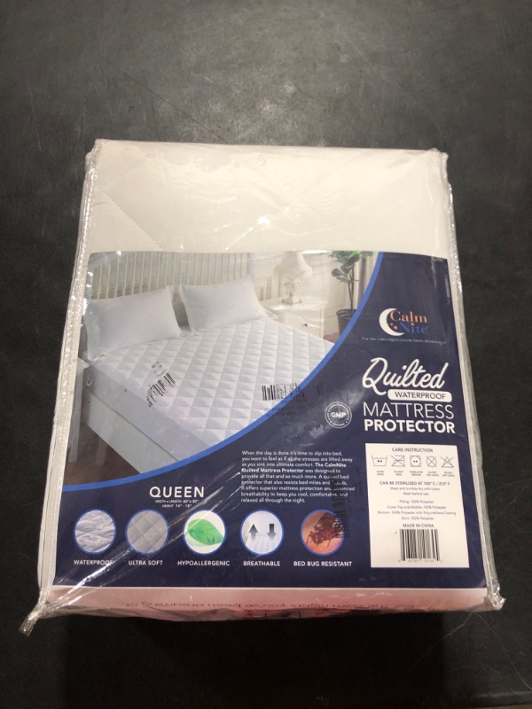 Photo 2 of CALM NITE Waterproof Quilted Mattress Protector Queen Size Ultra-Soft, Breathable Bed Cover Moisture-Wicking Polyester Fabric Natural Hypoallergenic Sweat Bed Bug Resistant