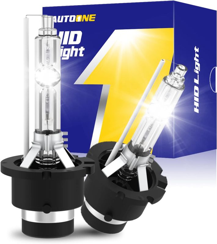 Photo 1 of AUTOONE 2023 Upgraded D2S HID Bulbs, 6000K Cool White 66040 66240 85122 OEM Bulbs, 35W Xenon D2S HID Headlight Bulb, Super Bright HID Headlights Original Replacement, Easy installation, UV Resistant