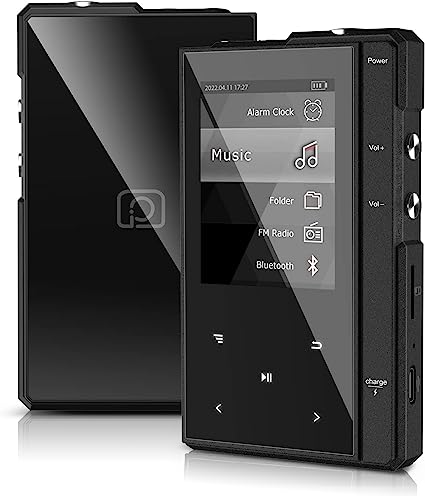 Photo 1 of 32GB MP3 Player with Bluetooth 5.0, Phinistec Z6 Digital Audio Player with Speaker, Portable Music Player Metal Body & Glass Back, FM Radio, E-Book, Voice Recorder, Supports up to 256GB 