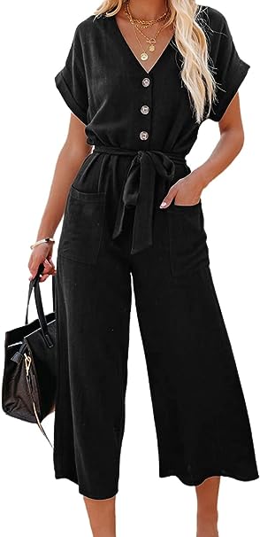 Photo 1 of Acelitt Womens Casual Pants Straight Leg Drawstring Elastic High Waist Loose Comfy Trousers with Pockets size s