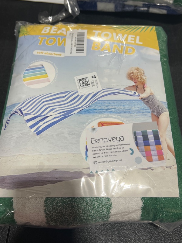 Photo 2 of 2 Pack Stripe Cotton Beach Towel Oversized 70"x36" XL Extra Large Big Clearance Travel Cruise Must Have Items Soft Super Absorbent Pool Swim Towels Blanket Bulk Men Women Adults Friend Gift Quick Dry Blue Green
