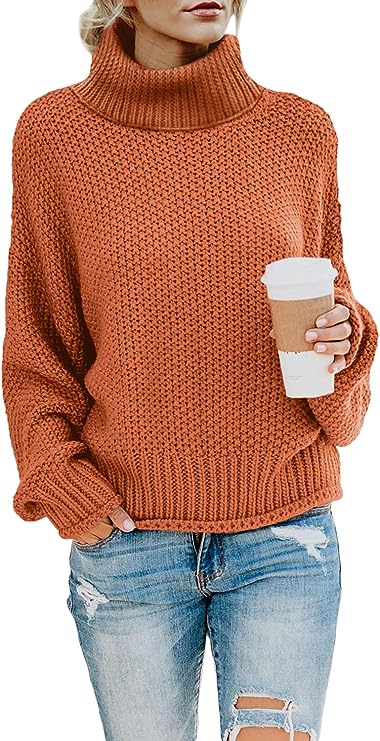 Photo 1 of Asvivid Chunky Turtleneck Sweaters for Women Long Sleeve Knit Pullover Sweater Jumper Tops S
