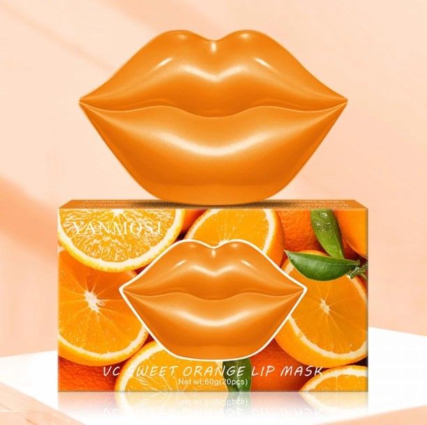 Photo 1 of 20Pcs Moisturizing Lip Mask with Box, Collagen Crystal Gel, Lip Sleeping Mask Reduces Lips Lines and Lightens Lips Color, Anti-Wrinkle, Aging, Dry, Cracked - Overnight Lip Care Fall/Winter (Orange)