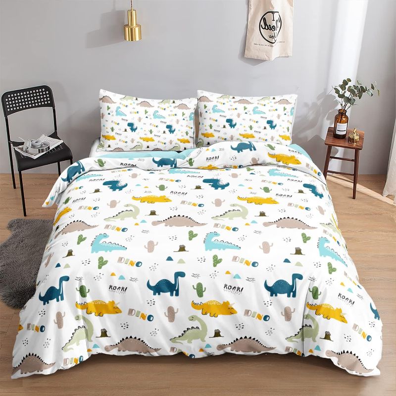 Photo 1 of BailiPromise Kids Bedding Sets,Kawaii Dinosaur Cartoon Comforter Cover Set with 1 Duvet Cover and 2 Pillowcases for Boys and Girls Bedroom All Season?Dinosaur King? 