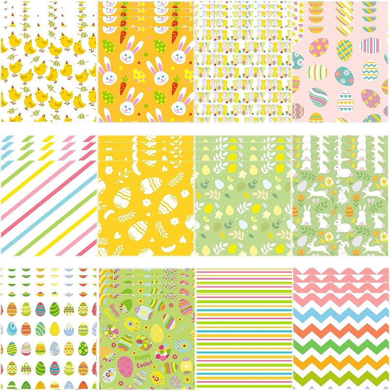 Photo 1 of 120 Sheets 12 x 12 Inch Easter Pattern Scrapbook Paper Easter Cardstock Paper Double Sided Scrapbook Paper Craft Tissue Paper Decorative Origami Paper Wrapping Paper, 12 Patterns 