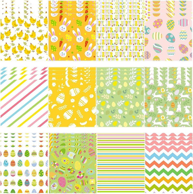 Photo 1 of 120 Sheets 12 x 12 Inch Easter Pattern Scrapbook Paper Easter Cardstock Paper Double Sided Scrapbook Paper Craft Tissue Paper Decorative Origami Paper Wrapping Paper, 12 Patterns
