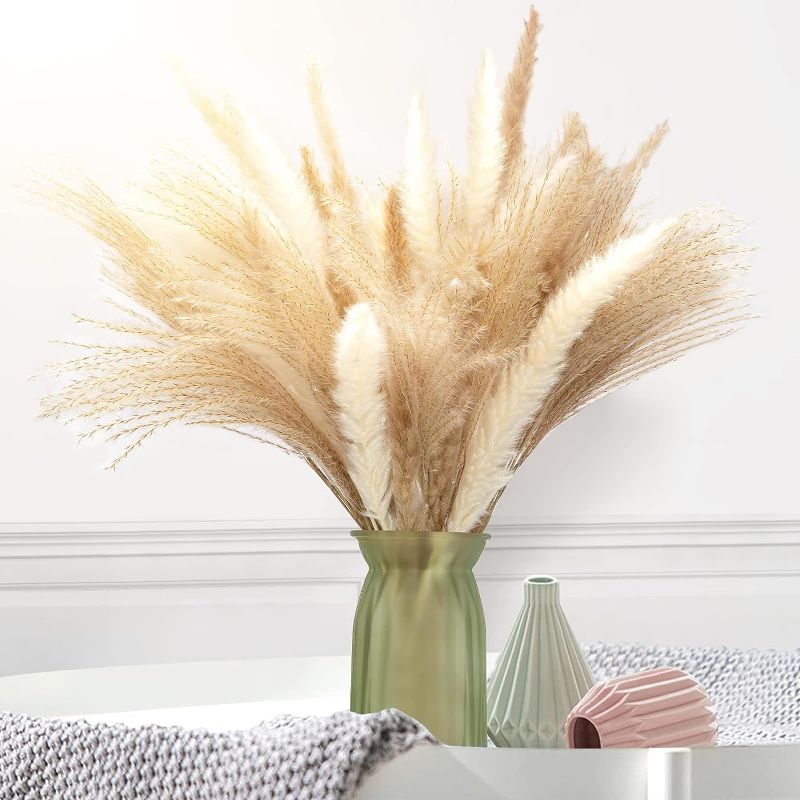 Photo 1 of 60 PCS Pampas Grass Decor Bouquet,Natural Dried Flower for Boho Home Decor.Flower Arrangement for House/Wedding/Parties Decorations. 