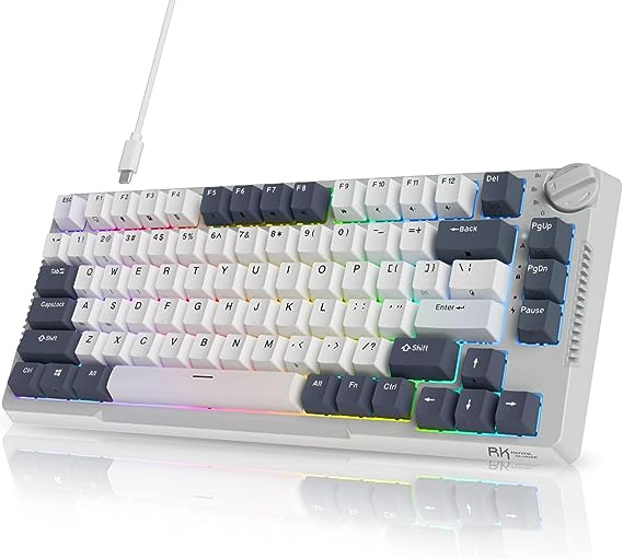 Photo 1 of RK ROYAL KLUDGE H81 Hot Swappable Mechanical Keyboard, Triple Mode 2.4Ghz/BT5.1/USB-C Knob Control Wireless Gaming Keyboard Gasket Mounted with RGB Backlit SkyCyan Switch, 75% Layout 81 Keys