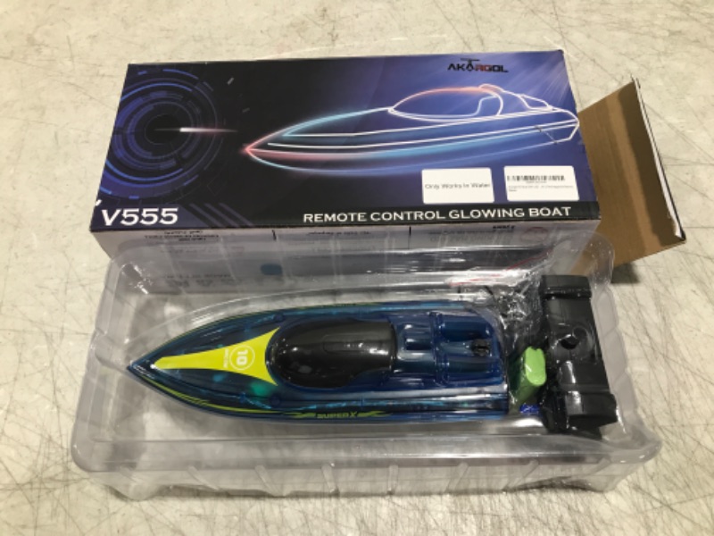 Photo 2 of Akargol RC Boat with LED Light for Kids and Adults - Remote Control Boat for Pools and Lakes 2.4 GHZ RC Boats with 2 Rechargeable Battery